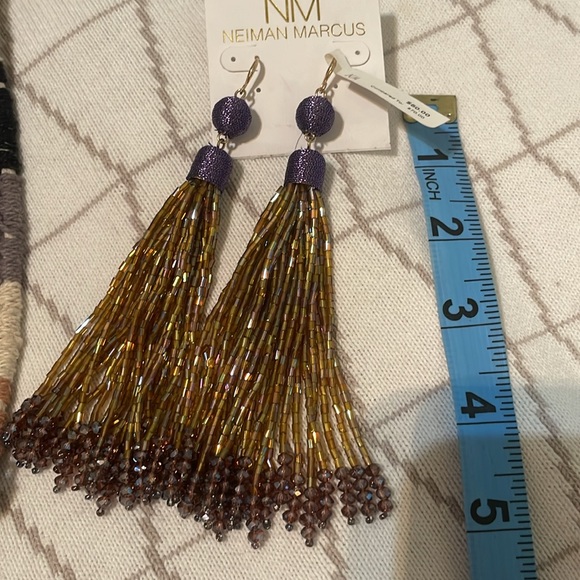 💜💛GEAUX TIGERS 💛💜 PURPLE & GOLD STATEMENT EARRINGS - Picture 8 of 8